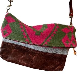 Stylish Green and Pink Crossbody Bag